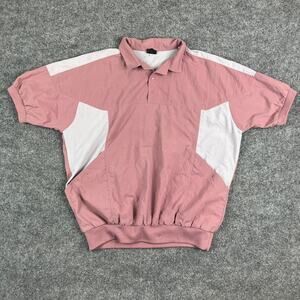 Directions Windbreaker Polo Mens XL Pink White Retro Pullover 90sLightweight Top